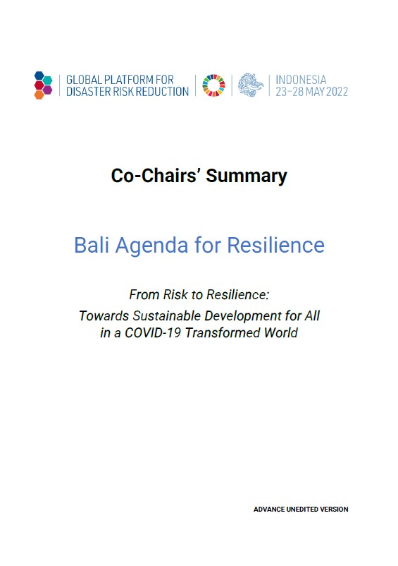 Cochairs' summary Bali agenda for resilience UNW WRD Knowledge Hub